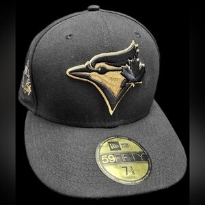 New Era 59FIFTY Toronto Blue Jays Black Gold Fitted Hat 7 3/8 MLB